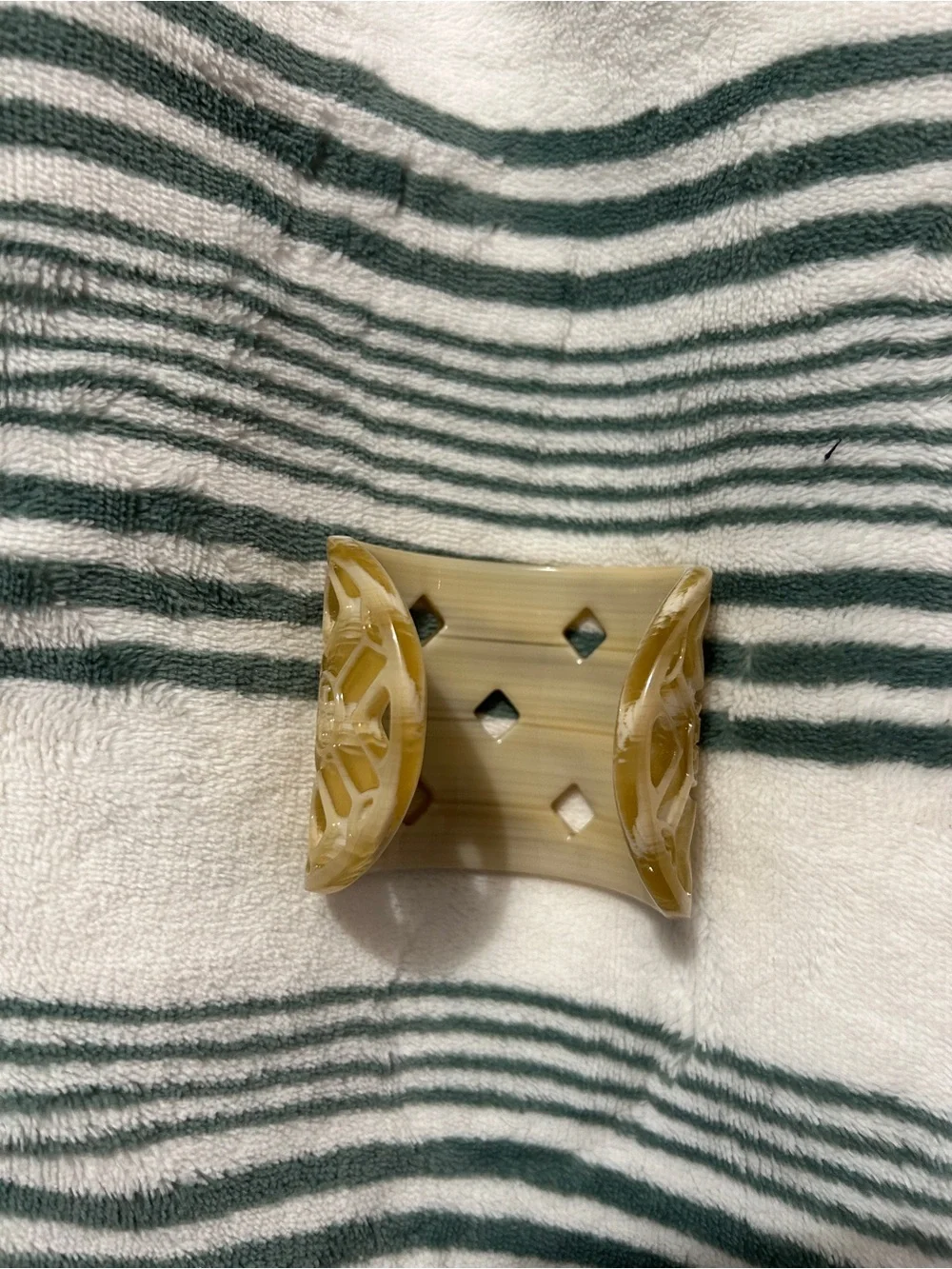Tory Burch Yellow Carved Resin Logo Cuff Bracelet